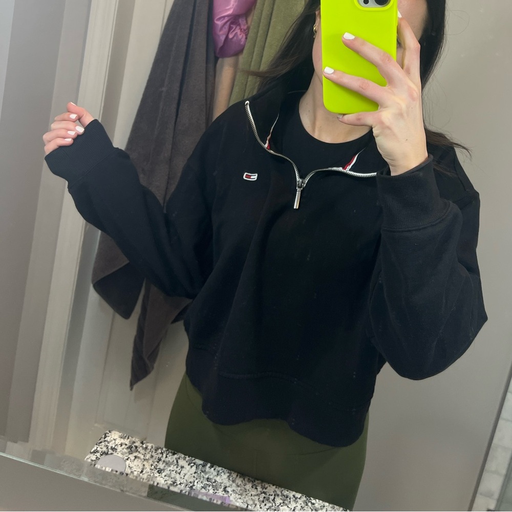 Tommy Hilfiger Black Quarter Zip with Silver Zipper